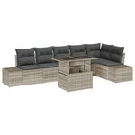 vidaXL Ensemble de canapé de jardin 7 pièces avec coussins gris clair en polyrotin