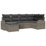 Set de canapés de jardin 6 pièces avec coussins gris en rotin synthétique