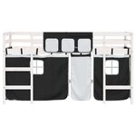 vidaXL Lit mezzanine enfants et rideaux blanc/noir 80x200cm pin massif