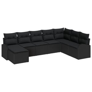 vidaXL Ensemble de canapé de jardin 8 pièces avec coussins noir en rotin synthétique