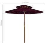 vidaXL Parasol à deux étages avec mât en bois rouge bordeaux 270 cm