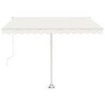 vidaXL Auvent manuel rétractable avec LED 350x250 cm Crème