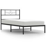 vidaXL Cadre de lit métal avec tête de lit noir 90x200 cm