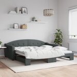 vidaXL Lit de jour avec gigogne sans matelas gris foncé 100x200 cm