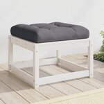 vidaXL Repose-pied de jardin avec coussins blanc bois de pin massif