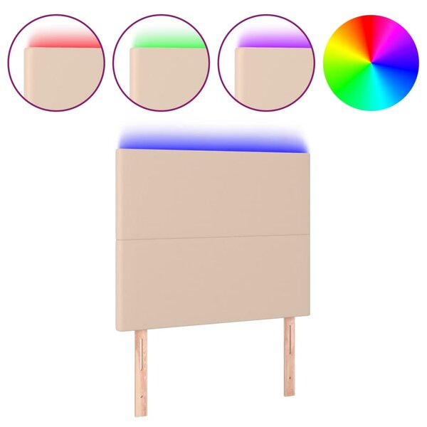 vidaXL Tête de lit à LED Cappuccino 90x5x118/128 cm Similicuir