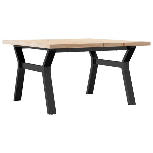 vidaXL Table basse cadre en Y 80x80x45 5cm bois de pin massif et fonte