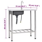 vidaXL Évier de camping Seul lavabo avec robinet Acier inoxydable