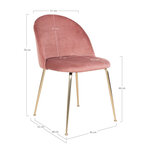2 chaises de salle à manger en velours rose avec pieds en laiton