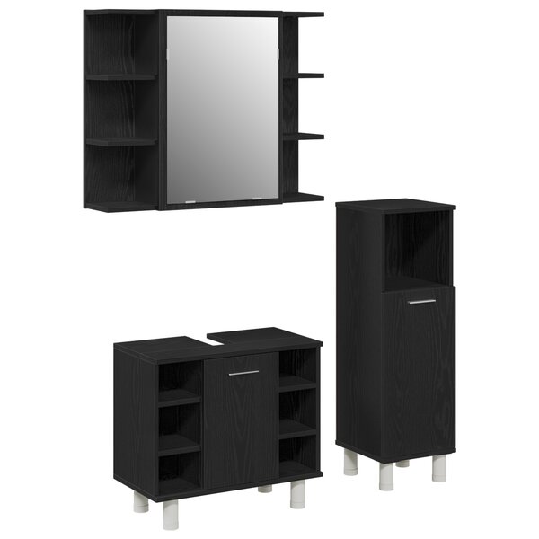 vidaXL Ensemble de meubles de salle de bain 3 pièces en bois d'ingénierie noir chêne