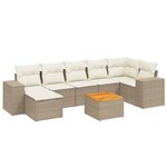 vidaXL Salon de jardin avec coussins 8 Pièces beige résine tressée