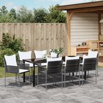 vidaXL Ensemble de salle à manger de jardin 9 pièces avec coussins Marron Poly Rattan