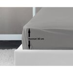 Drap Housse 100  coton 160 x 200 x 30 cm gris clair