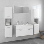 vidaXL Ensemble de meubles de bain Blanc brillant Bois d'ingénierie