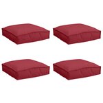 vidaXL Coussins Pallet pour assise 4 Pièces Rouge vin 40x40x8 cm Tissu Oxford