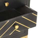 vidaXL Table de chevet Noir et doré 40x30x50cm Bois de manguier massif