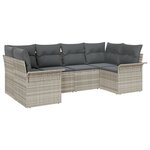 vidaXL Ensemble de canapé de jardin 6 pièces avec coussins en rotin poly gris clair