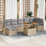 Ensemble de canapé de jardin 8 pièces vidaXL avec coussins en poly rotin beige
