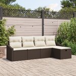 vidaXL Ensemble de Canapé 5 Pièces de Jardin avec Coussins Marron en Rotin Synthétique
