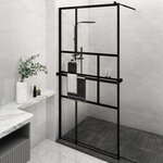 vidaXL Paroi de douche avec étagère Noir 115x195cm Verre ESG&Aluminium