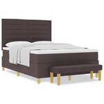 vidaXL Lit avec sommier et banc Marron foncé 140x190 cm Tissu