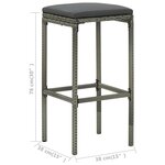 vidaXL Ensemble de bar de jardin avec coussins 3 Pièces Gris
