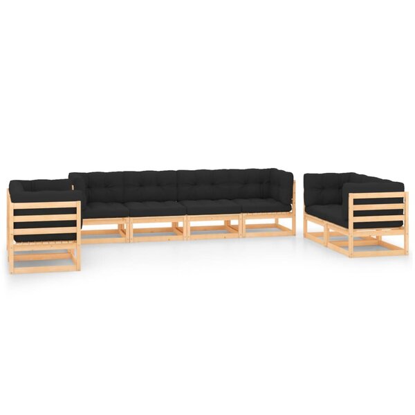 vidaXL Salon de jardin 8 Pièces avec coussins Bois de pin massif