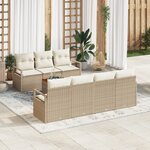 Canapés de Jardin 8 Pièces avec Coussins Beige Rattan Acacia