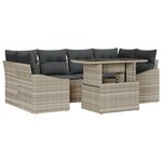 vidaXL Ensemble de canapé de jardin 7 pièces avec coussins gris clair en poly rotin