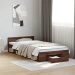 vidaXL Cadre de lit avec tiroir sans matelas chêne marron 90x190 cm