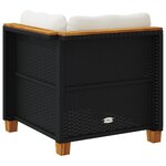 vidaXL Canapé d'angle de jardin avec coussins noir résine tressée