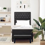 vidaXL Lit Box Spring avec Matelas & Banc Noir 100x200 cm Velours