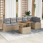 Ensemble de canapé de jardin vidaXL 7 pièces avec coussins en rotin poly beige