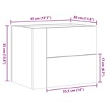 vidaXL Tables de chevet murales 2 Pièces gris béton 45x30x35 cm