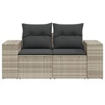 vidaXL Canapé de jardin 2 places et coussins gris clair résine tressée