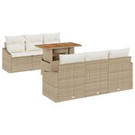 vidaXL Ensemble de salle à manger de jardin 7 pièces avec coussins en poly rattan beige acacia