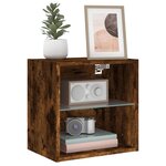 vidaXL Table de chevet murale avec lumières LED chêne fumé