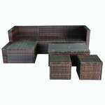 vidaXL Salon de jardin 4 Pièces avec coussins Résine tressée Marron