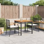 vidaXL Ensemble à manger de jardin avec coussins 3 Pièces Noir