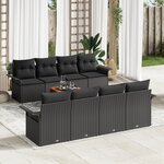 vidaXL Ensemble de canapé de jardin 9 pièces avec coussins noir poly rattan acacia