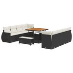 vidaXL Ensemble de canapé de jardin 11 pièces avec coussins en poly rotin noir et crème