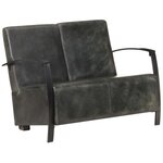 vidaXL Canapé à 2 places gris délavé cuir véritable