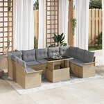 vidaXL Ensemble de canapés de jardin 10 pièces avec coussins en beige et poly rotin