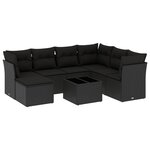 vidaXL Salon de jardin 8 Pièces avec coussins noir résine tressée