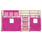 vidaXL Lit superposé avec rideaux rose 90x190 cm bois pin massif