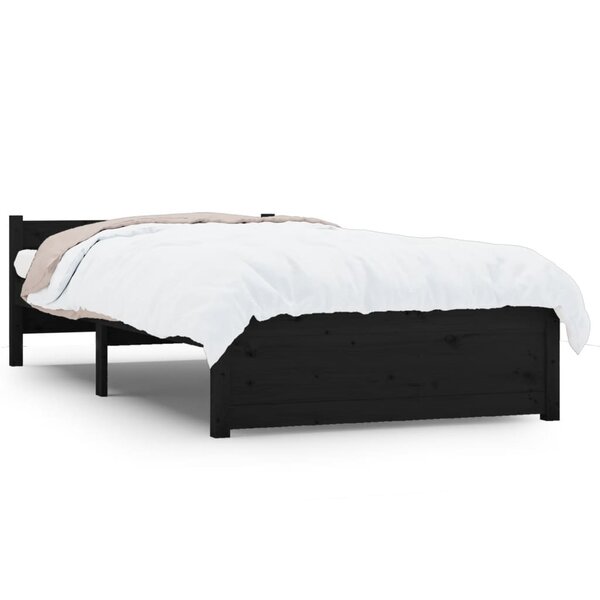 vidaXL Cadre de lit Noir Bois massif 90x200 cm