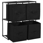vidaXL Armoire de rangement avec 4 paniers tissu Noir 63x30x71cm Acier