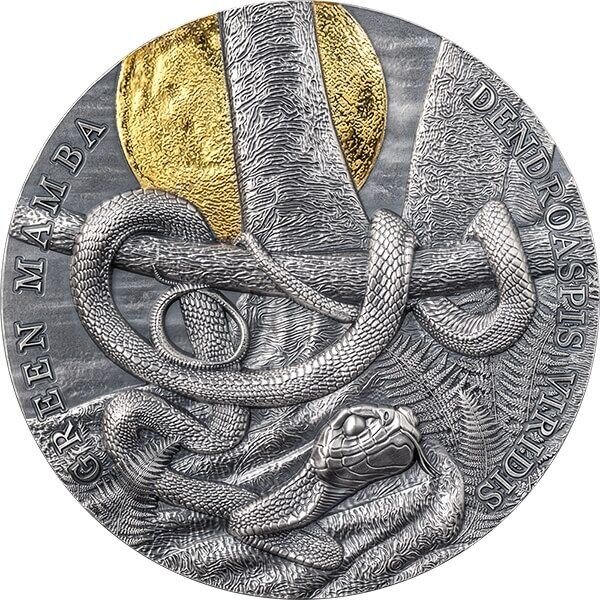 GREEN MAMBA Wildlife in the Moonlight 2 Once Argent Monnaie 5 Dollars Niue 2022