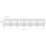 vidaXL Clôture de jardin à dessus en lance Acier (1 75-2)x10 2 m Noir