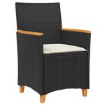 vidaXL Set de salle à manger de jardin 9 pièces avec coussins en rattan noir